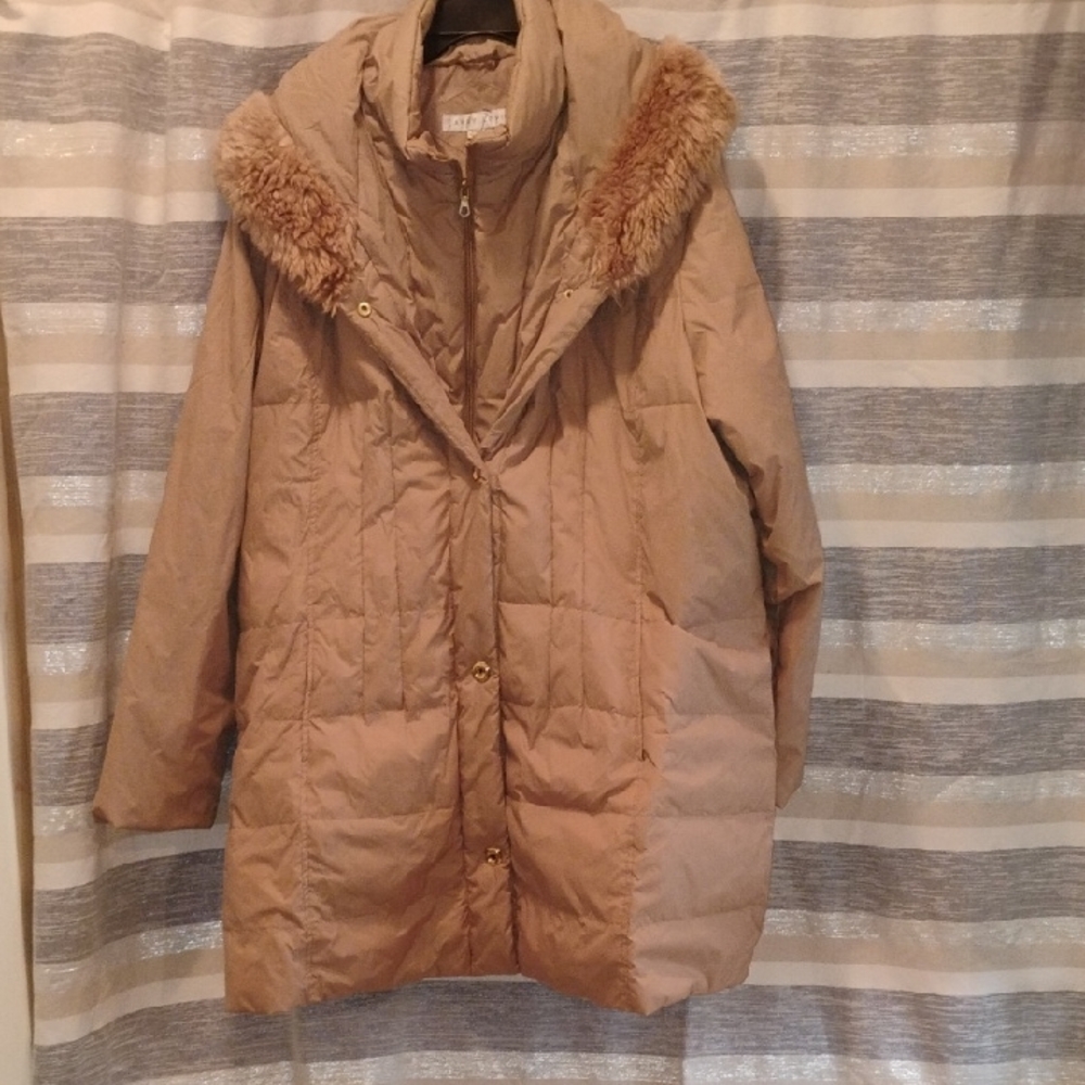Women's Tan Hooded Coat